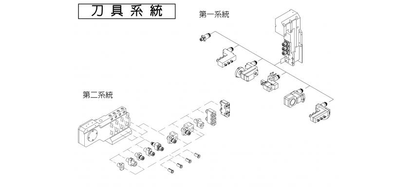 8軸 大孔徑CNC走心式車床 刀具系統