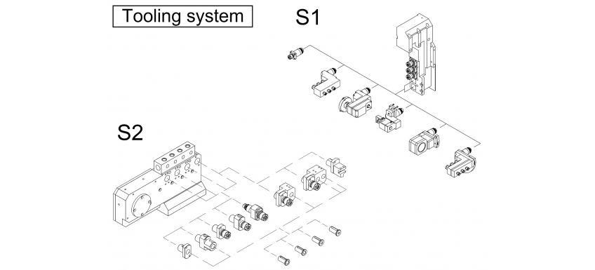 7 axis Swiss Turn Machine W267 tooling layout